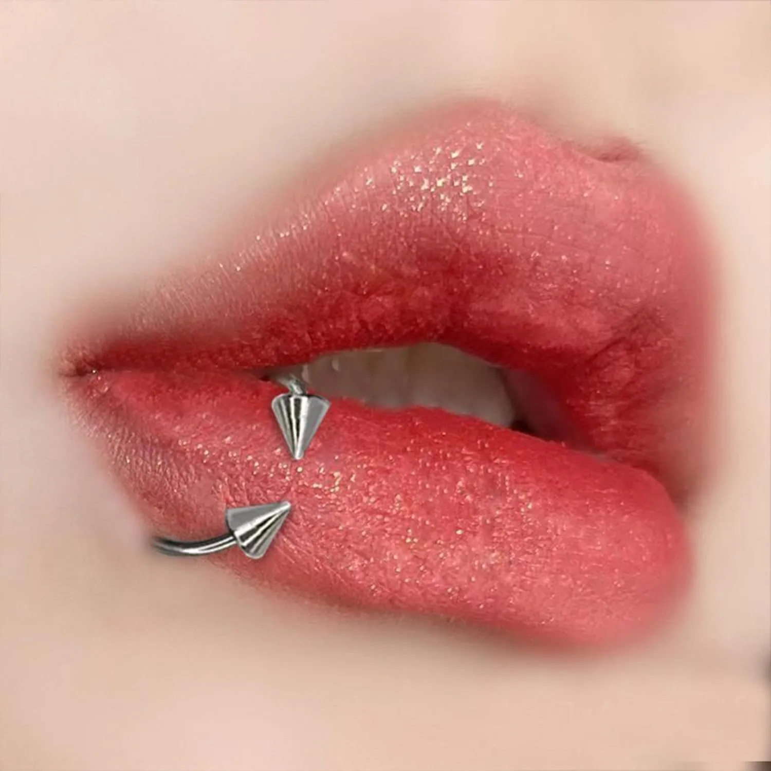16G Surgical Steel Lip Rings Gothic Snake Bite Jewelry Stainless Steel Lip Piercing Jewelry Horseshoe Septum Ring Medusa Lip Piercing Jewelry for Women Men
