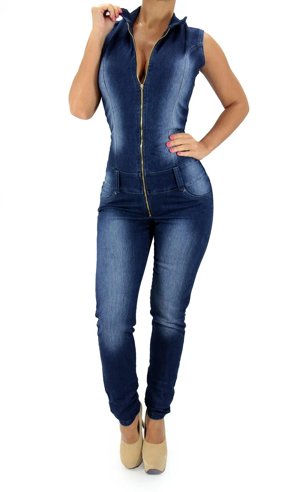 17425 Maripily Denim Jumpsuit