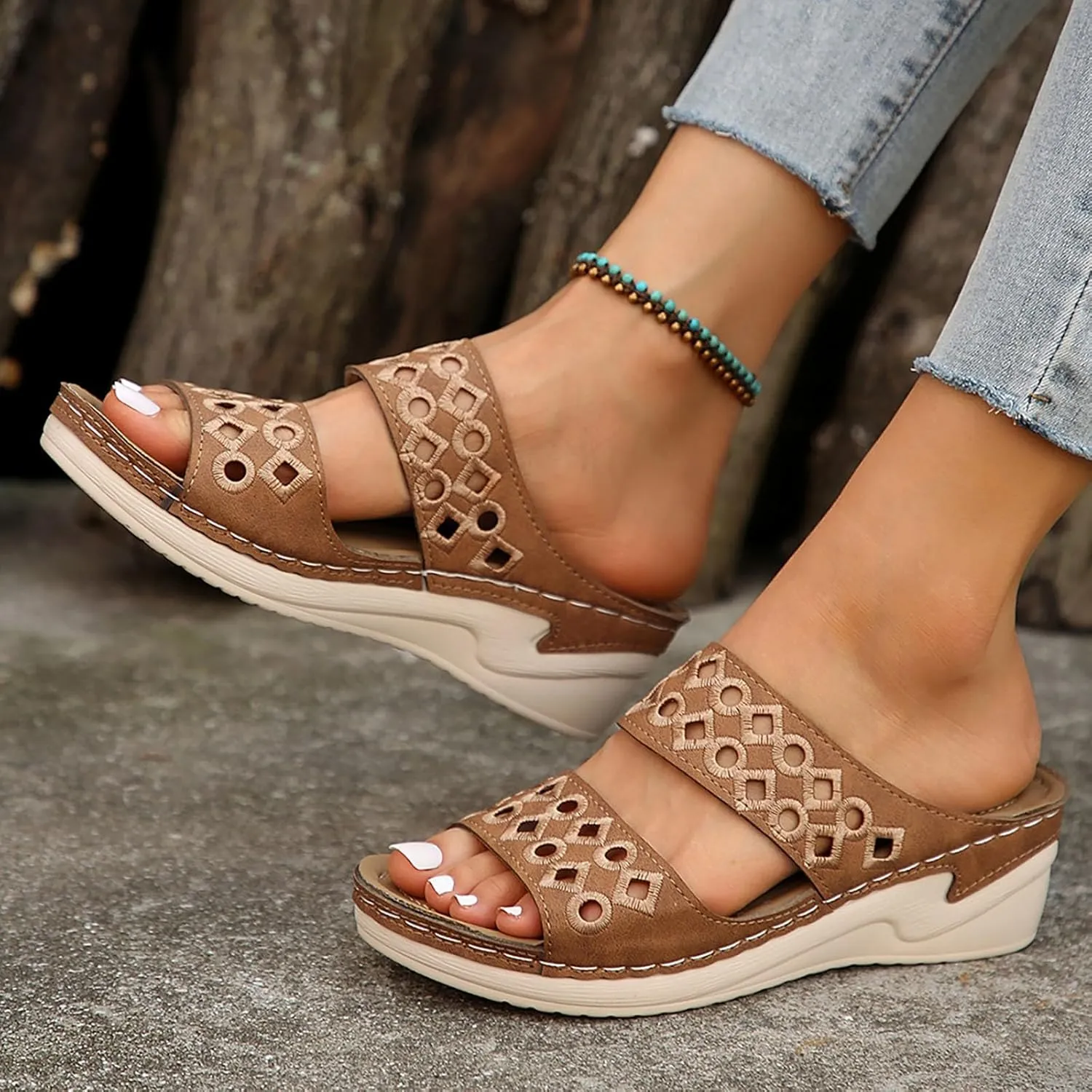 2024 Orthopedic Sandals for Women Dressy Damping Sole Upgradation Stretch Lightweight Sandals Arch Support