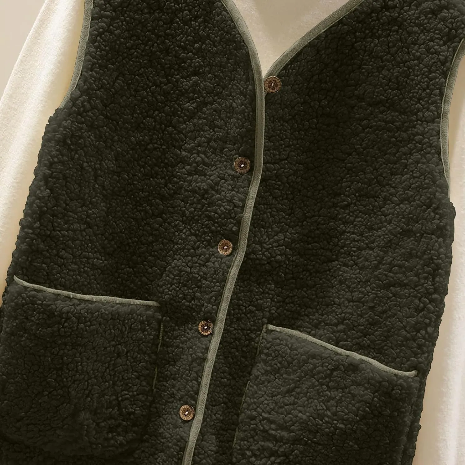 2025 Fleece Vest for Women Faux Shearling Crop Vests Kawaii Teddy Coats Winter Sleeveless Fleece Jacket with Pockets