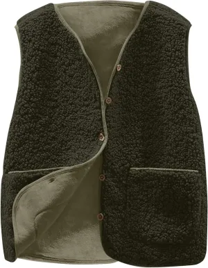 2025 Fleece Vest for Women Faux Shearling Crop Vests Kawaii Teddy Coats Winter Sleeveless Fleece Jacket with Pockets