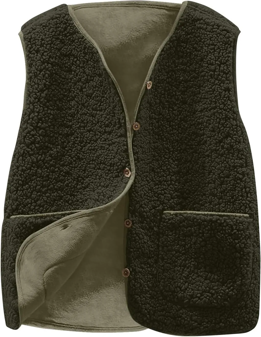 2025 Fleece Vest for Women Faux Shearling Crop Vests Kawaii Teddy Coats Winter Sleeveless Fleece Jacket with Pockets