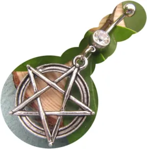 2Pcs Pentagram Belly Button Ring, Wiccan Jewelry, Navel Ring, Belly Piercing, Wicca, Pentagram Jewelry