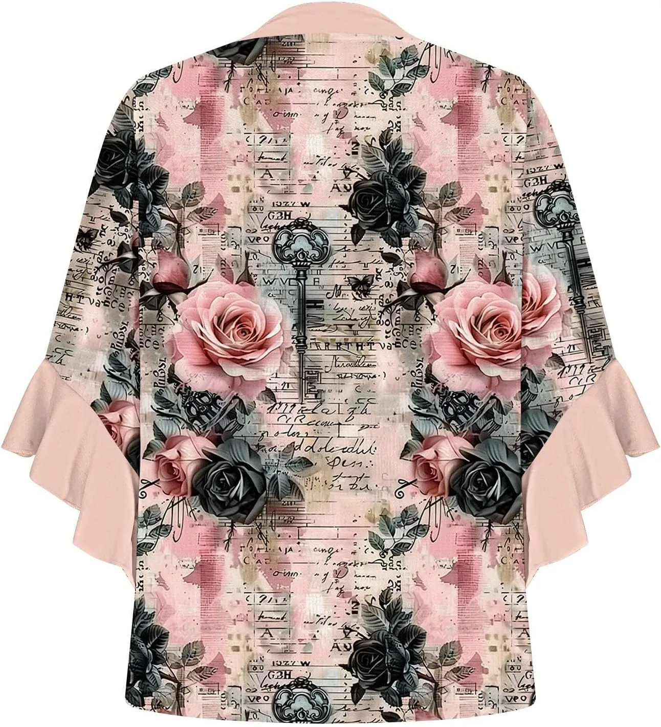 3/4 Length Sleeve Women Tops V Neck Ruffle Shirts Casual Summer Floral Boho Blouses Plus Size Spring Clothes