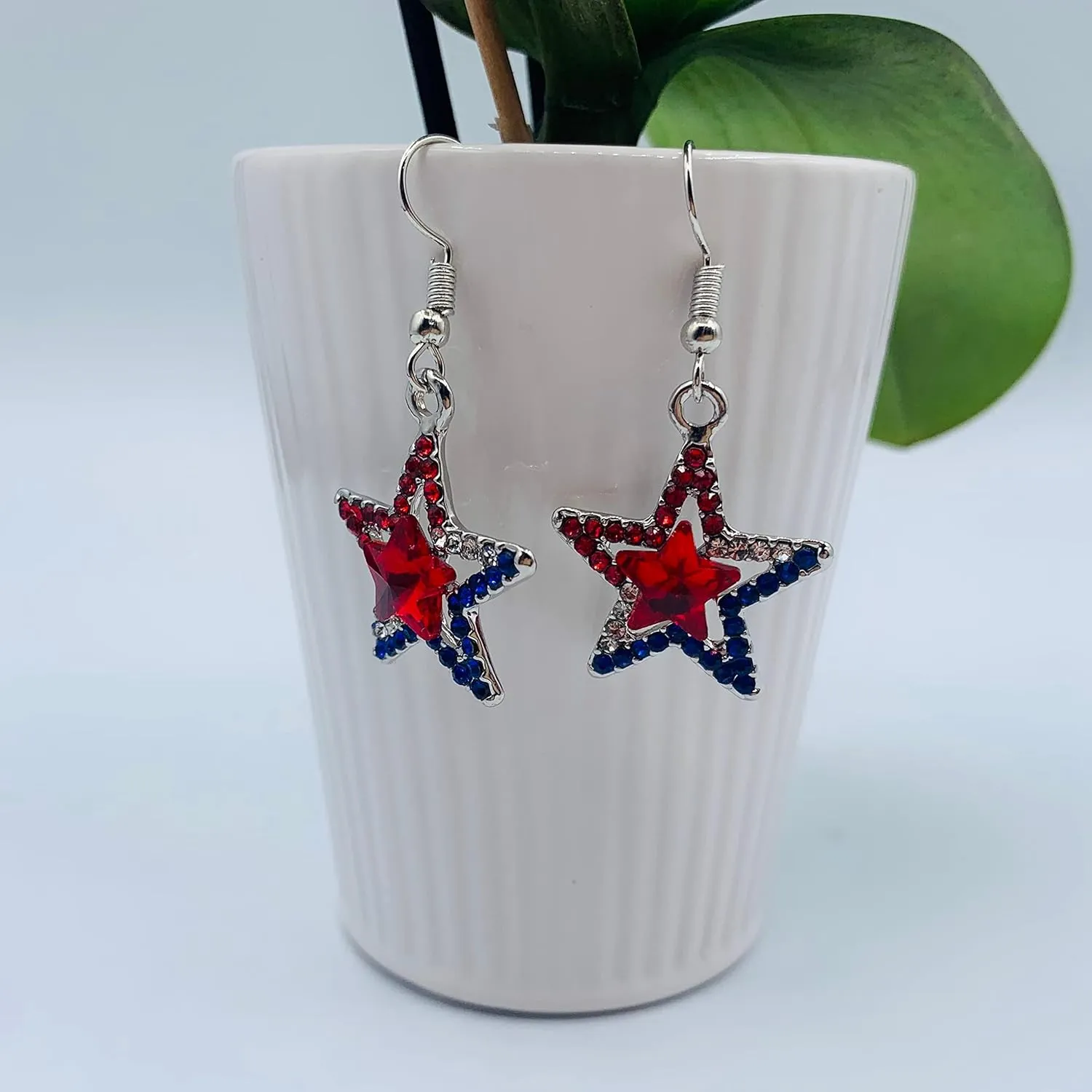 4th of July Earrings for Women - Stars & Stripes Jewelry - Patriotic Red Blue & White Jewelry