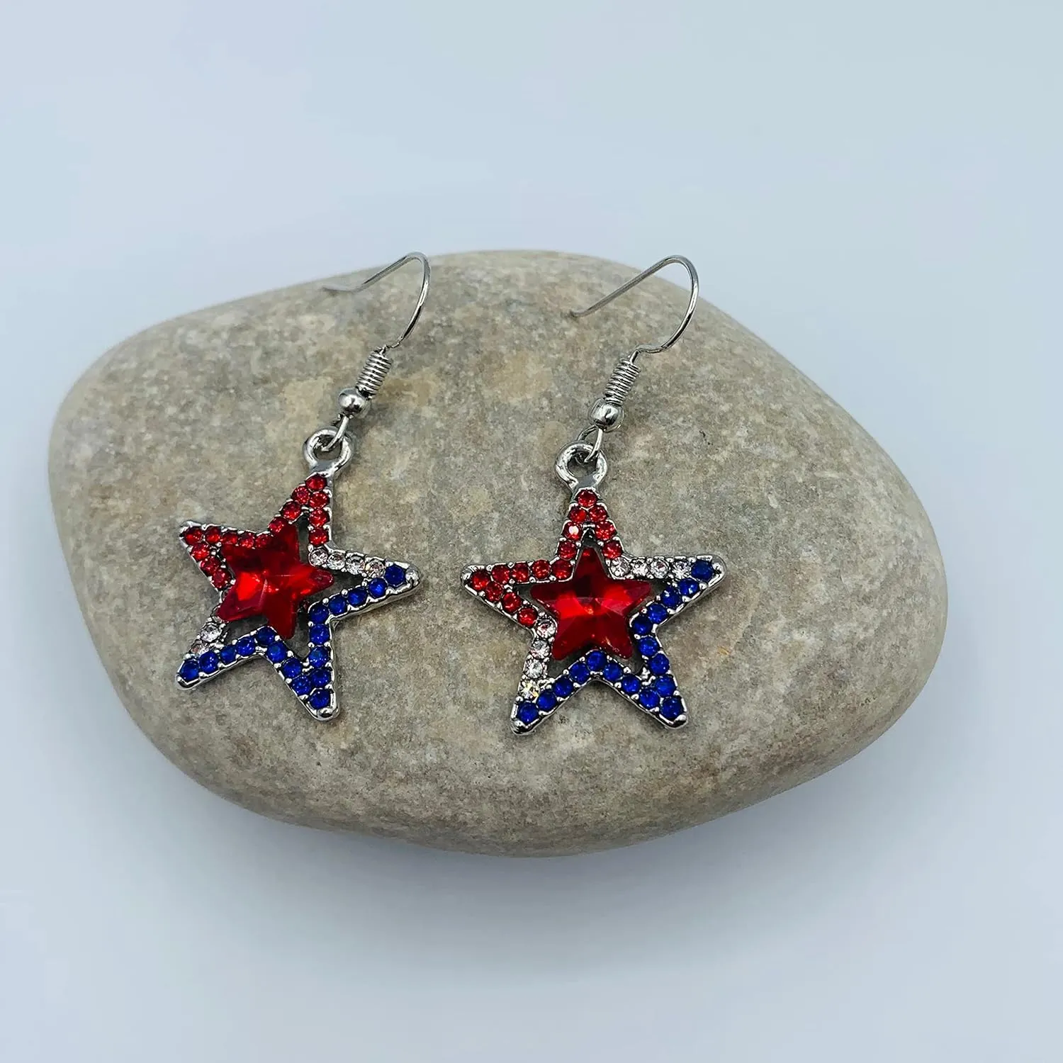 4th of July Earrings for Women - Stars & Stripes Jewelry - Patriotic Red Blue & White Jewelry