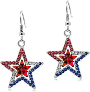 4th of July Earrings for Women - Stars & Stripes Jewelry - Patriotic Red Blue & White Jewelry