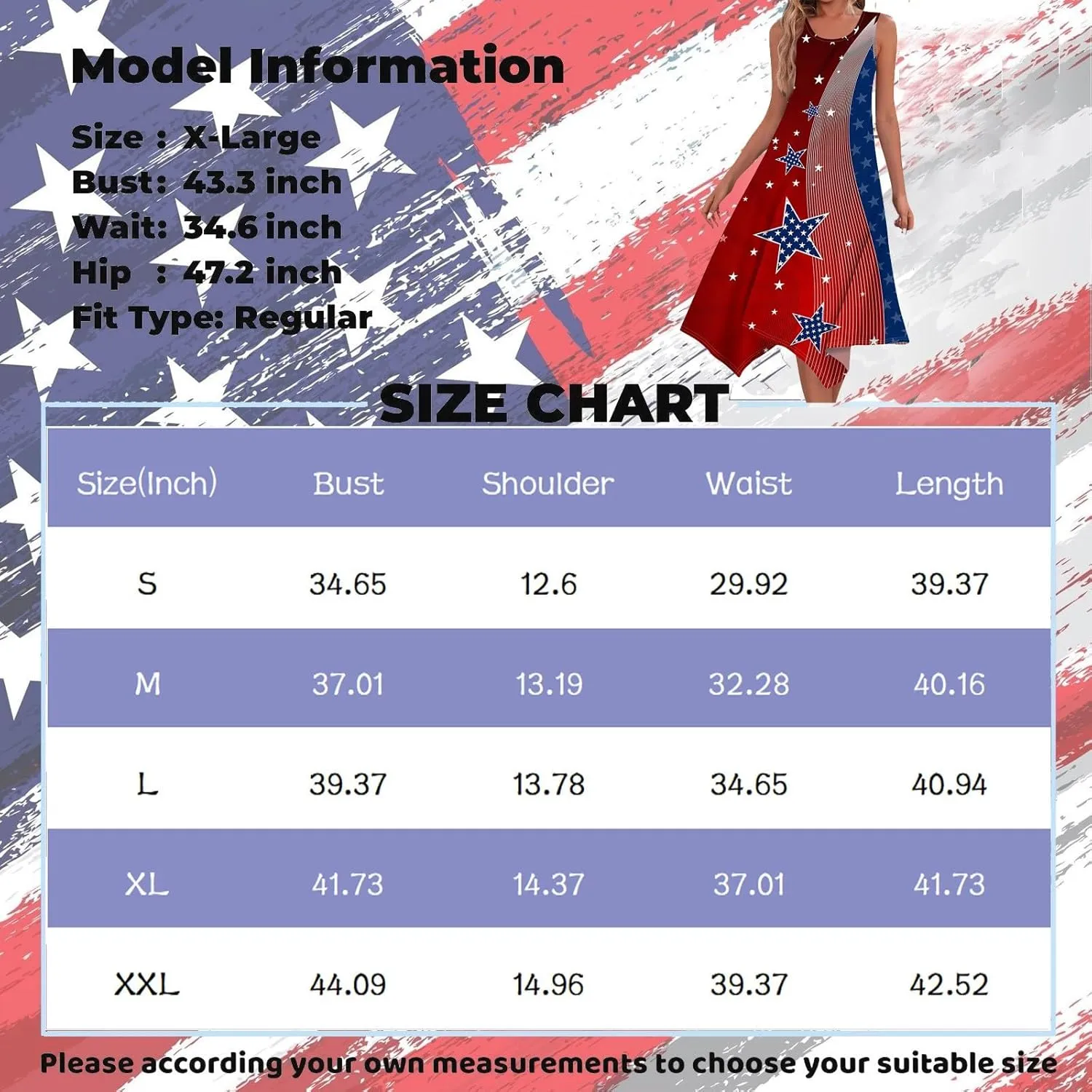 4th of July Sundress for Women American Flag Sleeveless Midi Independence Day Irregular Hem Memorial Day Crewneck Flowy Dress