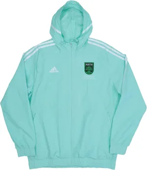 adidas Mens CON22 Austin FC MLS - Major League Soccer All Weather Wind Breaker Light Jacket, Clear Mint/White