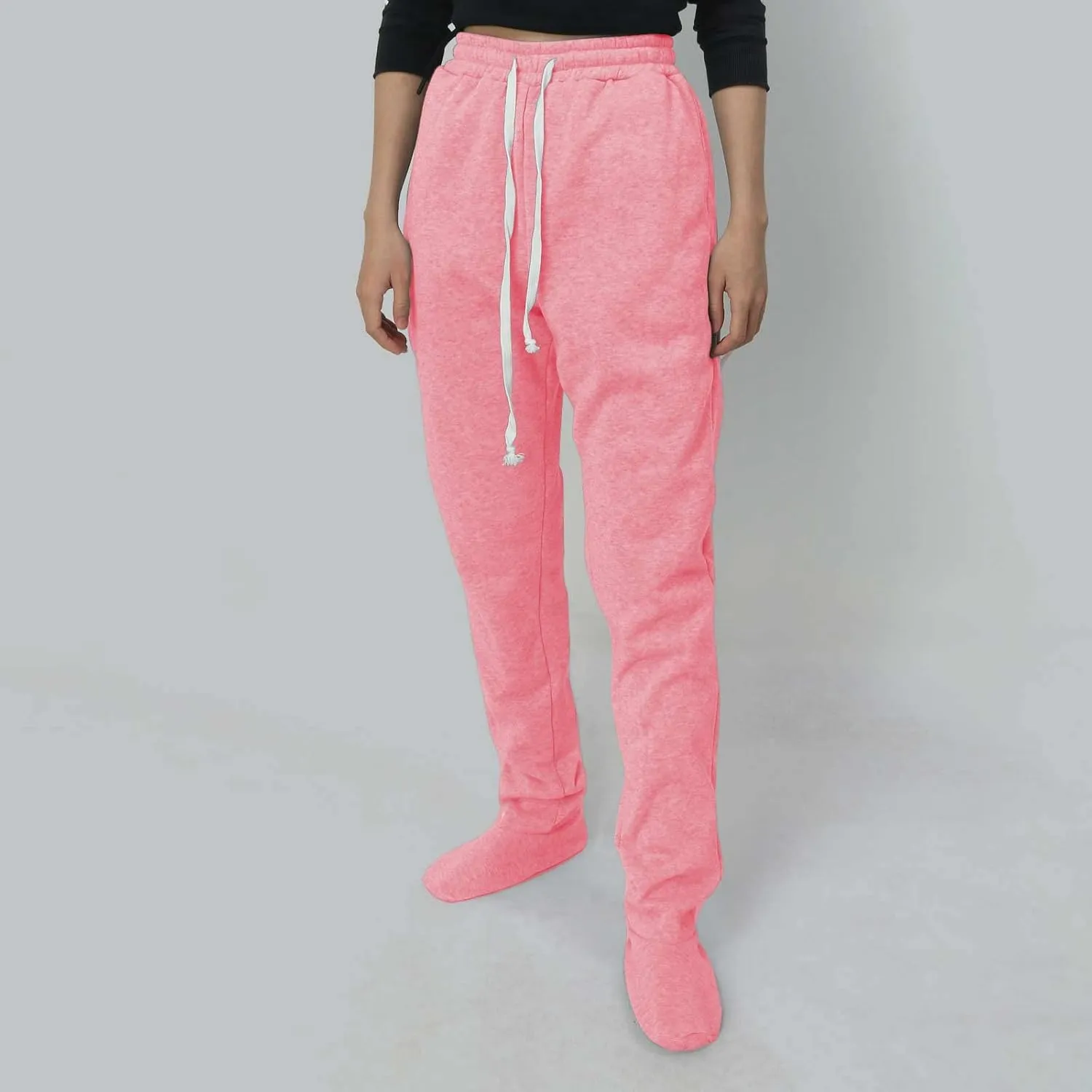 Adult Footed Sweatpants with Sherpa Fleece Lined Feet Soft and Warm Footing S-XXL