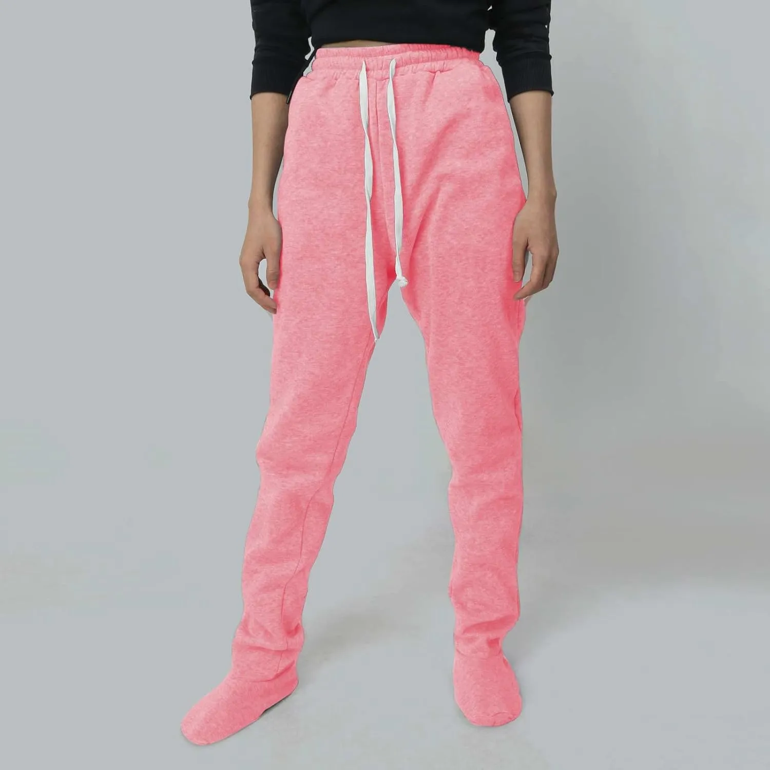 Adult Footed Sweatpants with Sherpa Fleece Lined Feet Soft and Warm Footing S-XXL