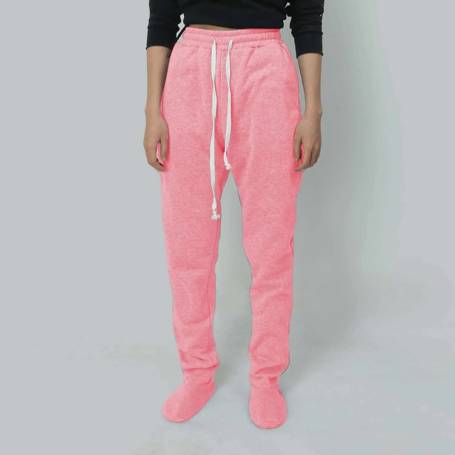 Adult Footed Sweatpants with Sherpa Fleece Lined Feet Soft and Warm Footing S-XXL