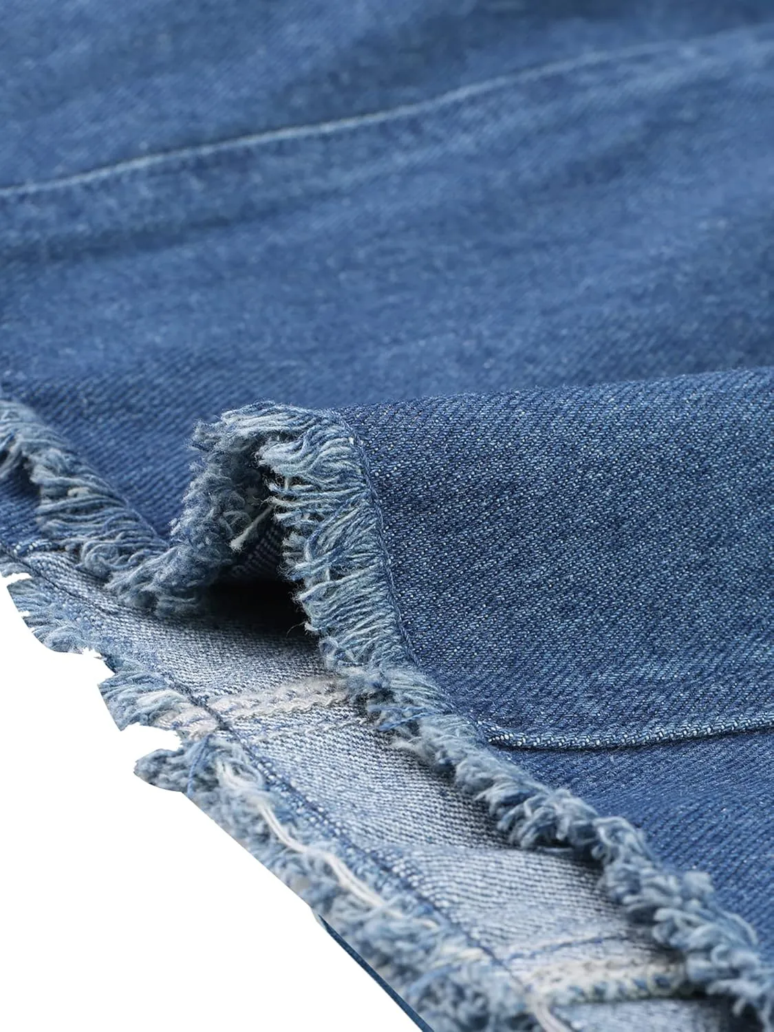 Agnes Orinda Women's Plus Size Denim Jackets Washed Button Front Long Sleeve Ripped Frayed Crop Denim Jacket