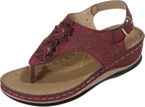 AMDBEL Arch Support Sandals Women's Plantar Fasciitis, Orthopedic Flip Flops Sandals for Women, Women Walking Slippers with Arch Support Anti-Slip Breathable Sandal Vintage Slip On Flip Flops Sandals