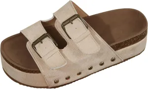 AMDBEL Sandals for Women 2024,Women's Platform Sandals Slip on Mules Casual Buckle Straps Summer Slippers Shoes