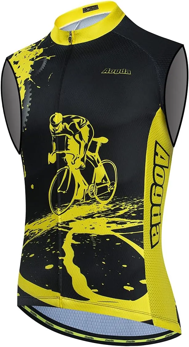 Aogda Sleeveless Cycling Jerseys Men Bike Shirts Team Biking Tops Bicycle Clothing Vests