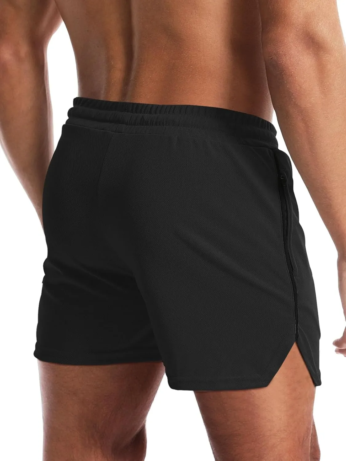 Aolesy Mens Workout Shorts with Zip Pocket 5" Lightweight Gym Running Shorts Linerless Bodybuilding Athletic Shorts