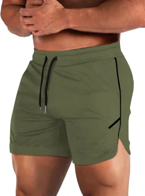 Aolesy Mens Workout Shorts with Zip Pocket 5" Lightweight Gym Running Shorts Linerless Bodybuilding Athletic Shorts