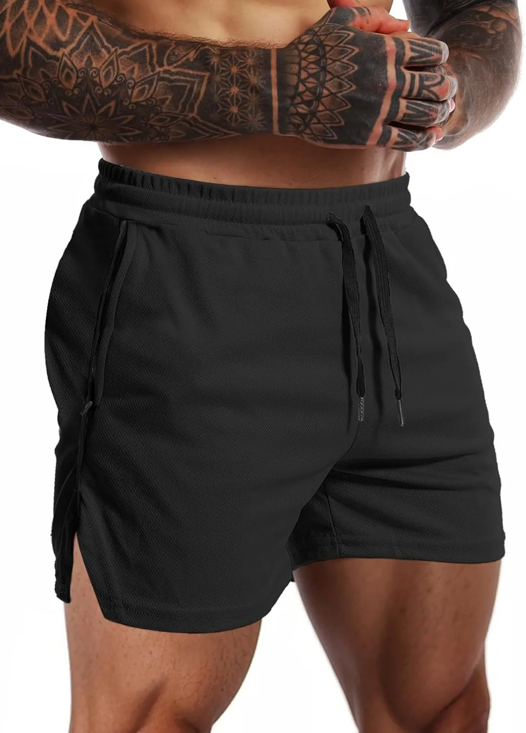 Aolesy Mens Workout Shorts with Zip Pocket 5" Lightweight Gym Running Shorts Linerless Bodybuilding Athletic Shorts