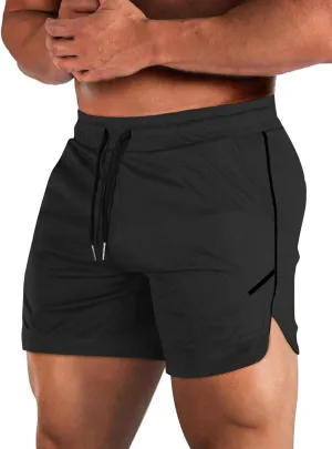 Aolesy Mens Workout Shorts with Zip Pocket 5" Lightweight Gym Running Shorts Linerless Bodybuilding Athletic Shorts
