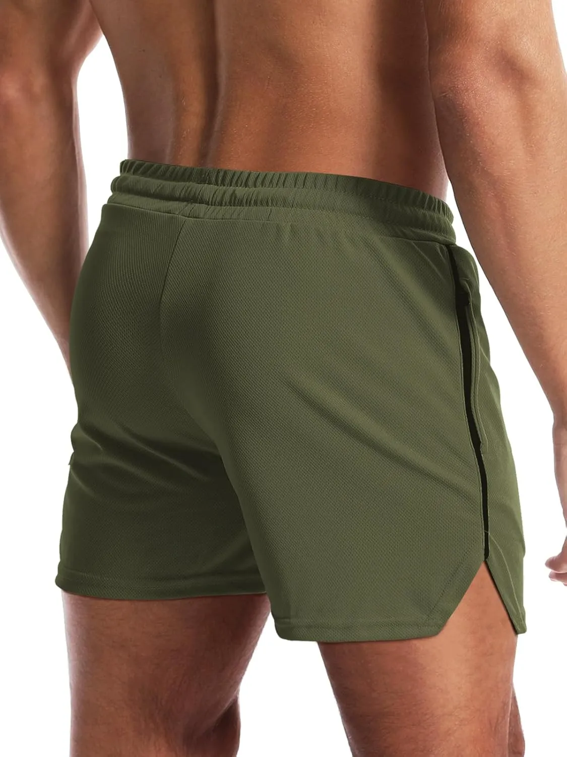 Aolesy Mens Workout Shorts with Zip Pocket 5" Lightweight Gym Running Shorts Linerless Bodybuilding Athletic Shorts