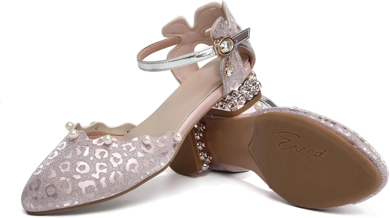 AOQUNFS Girls Dress Shoes Latin Ballroom Dance Shoes Mary Jane Low Heels Wedding Party Sandals,DS-2067