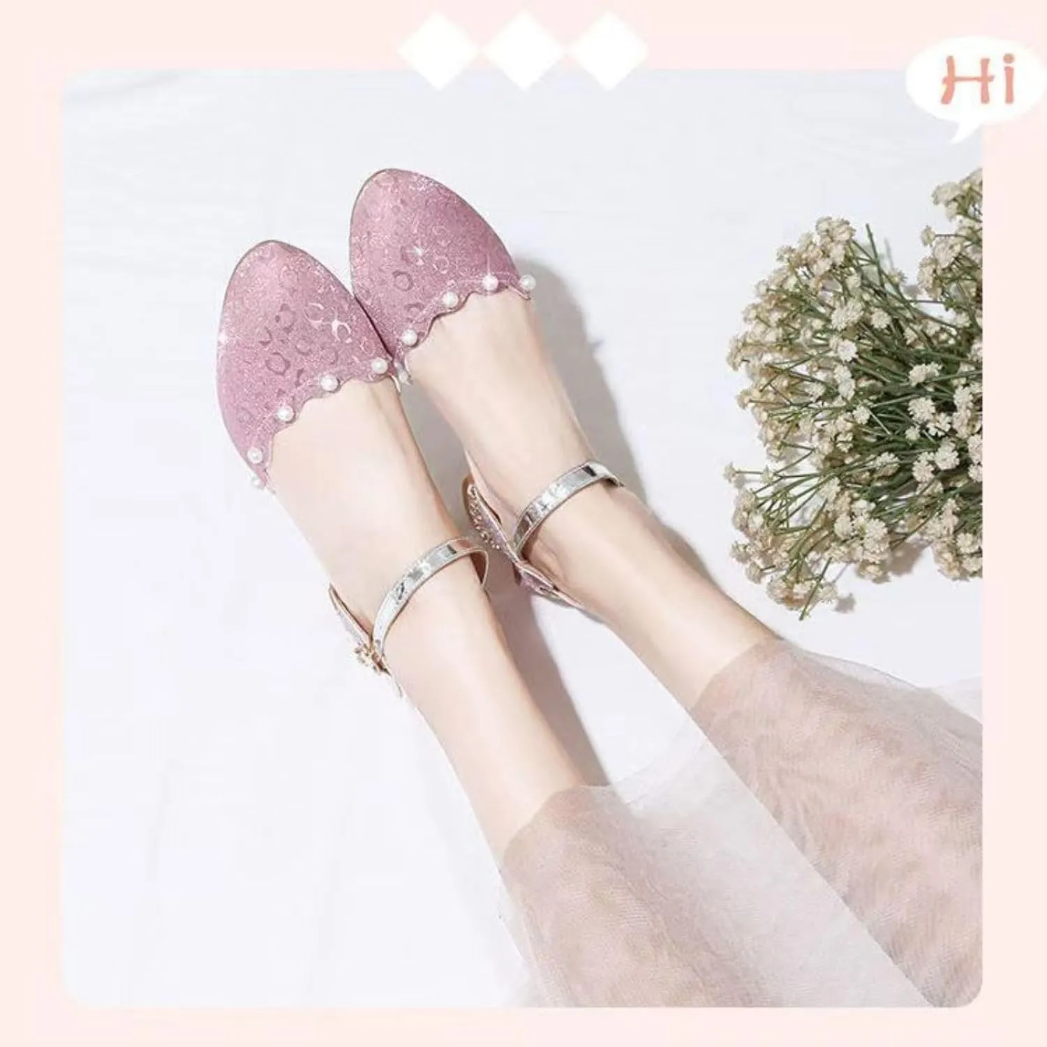AOQUNFS Girls Dress Shoes Latin Ballroom Dance Shoes Mary Jane Low Heels Wedding Party Sandals,DS-2067