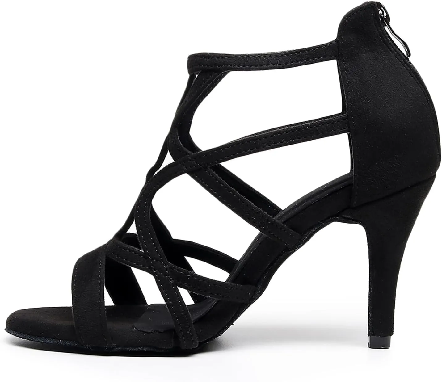 AOQUNFS Women Ballroom Dance Shoes Open-Toe Latin Salsa Practice Performance Dance Heels,Model 7277
