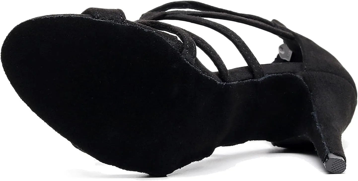 AOQUNFS Women Ballroom Dance Shoes Open-Toe Latin Salsa Practice Performance Dance Heels,Model 7277