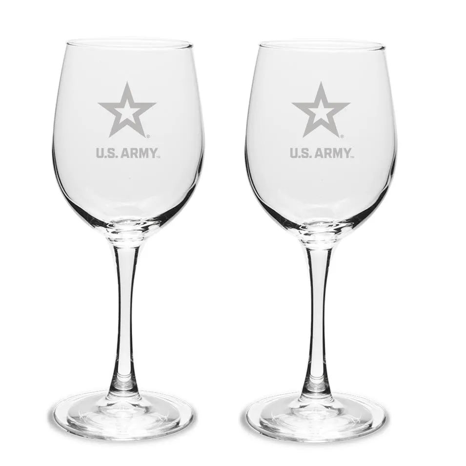 Army Star Set of Two 12oz Wine Glasses with Stem*