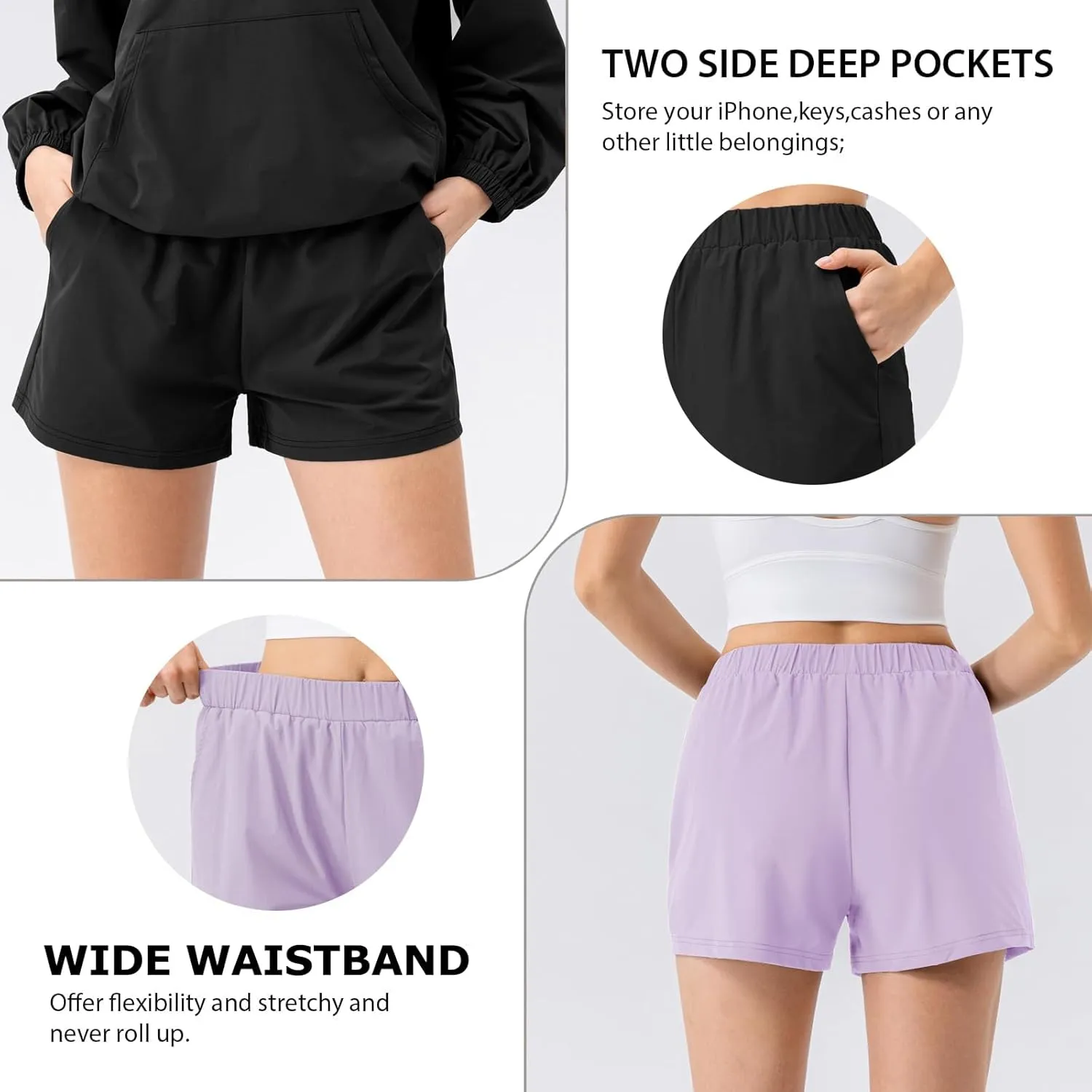 Athletic Shorts for Women High Waisted Workout Active Running Shorts Quick Dry Sports Yoga Gym Shorts