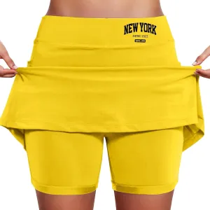 Athletic Skirts Women with Shorts New York Casual Summer Workout Tennis Skorts Running Gym Yoga Tummy Control Activewear