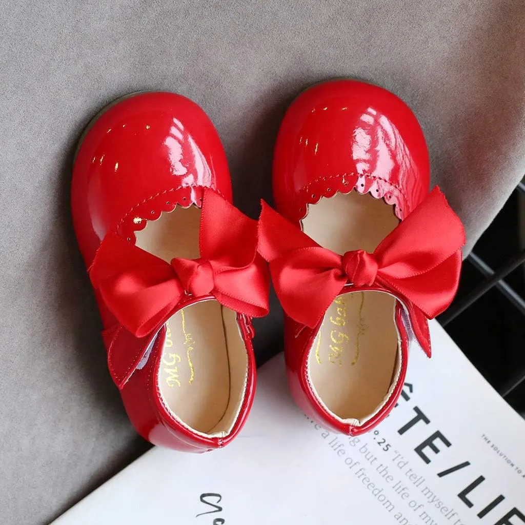 Baby Flower Girl Dress Shoes Patent Bow Mary Jane Ballet Flats Wedding Party School Shoes Toddler Church Shoes
