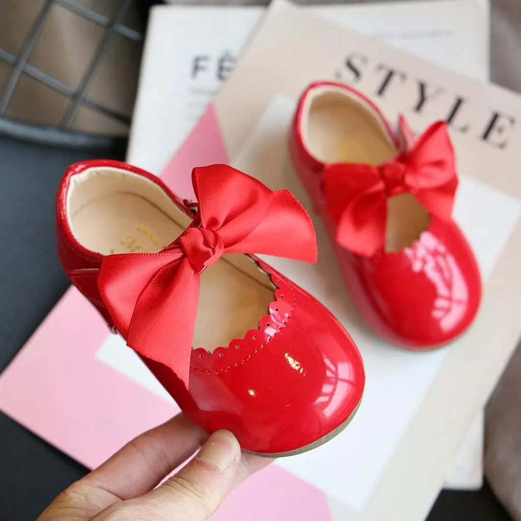Baby Flower Girl Dress Shoes Patent Bow Mary Jane Ballet Flats Wedding Party School Shoes Toddler Church Shoes