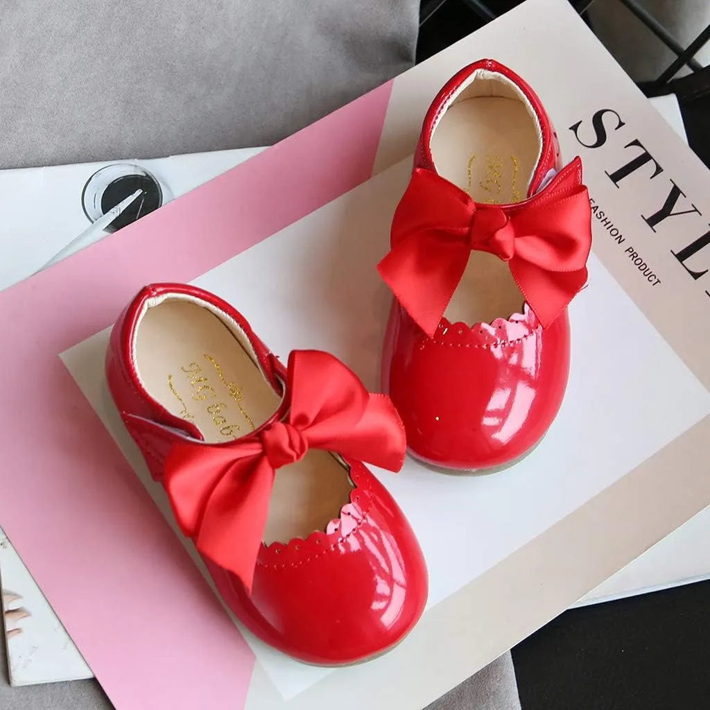 Baby Flower Girl Dress Shoes Patent Bow Mary Jane Ballet Flats Wedding Party School Shoes Toddler Church Shoes
