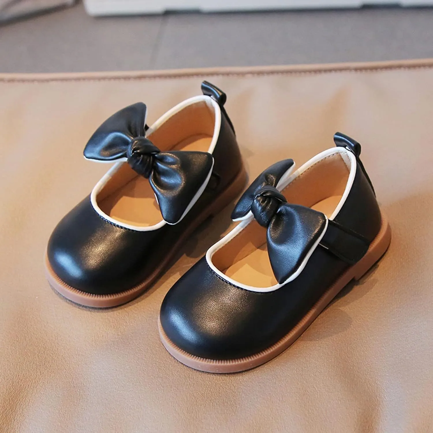 Baby Girl Mary Jane Dress Shoes with Bow Flower Girl Shoes Little Kid School Uniform Shoes for Wedding Party