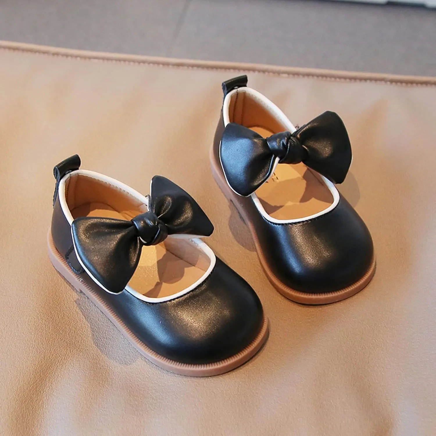 Baby Girl Mary Jane Dress Shoes with Bow Flower Girl Shoes Little Kid School Uniform Shoes for Wedding Party