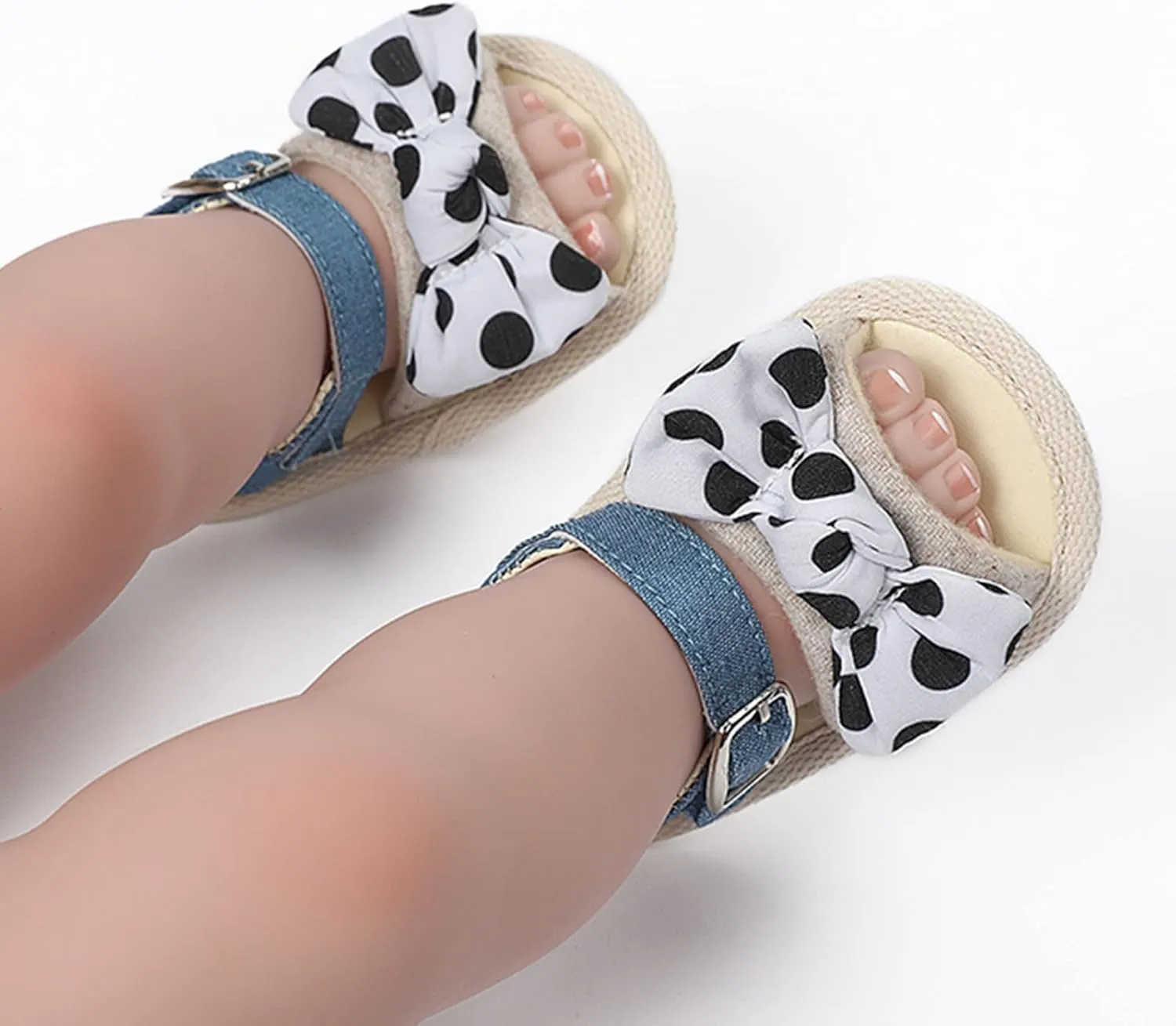 Baby Sandals Infant Open Toe Bowknot First Walkers Rubber Sole Ankle Strap Flats Baby Girl Softy Dress Shoes