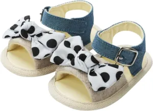 Baby Sandals Infant Open Toe Bowknot First Walkers Rubber Sole Ankle Strap Flats Baby Girl Softy Dress Shoes