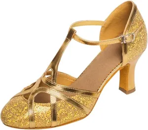 Ballroom Dance Shoes For Women Glitter Closed Toe Modern Shoe Salsa Ballroom Tango Latin Shoes For Girls Shoes Sandals(Gold 5 cm,41)