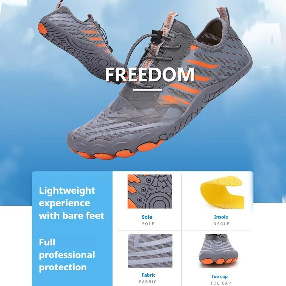 Barefoot Shoes Women & Men, Non-Slip Breathable Waterproof Wide Toe Running Walking Barefoot Shoes Unisex(A White,8men/10women)