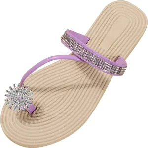 Beach Slippers for Women Summer Clip Toe Walking Sandals Rhinestone Flats Sandals Clogs Casual Lightweight Dressy Flip Flops Vacation Shoes Comfortable Breathable Straps Sandal