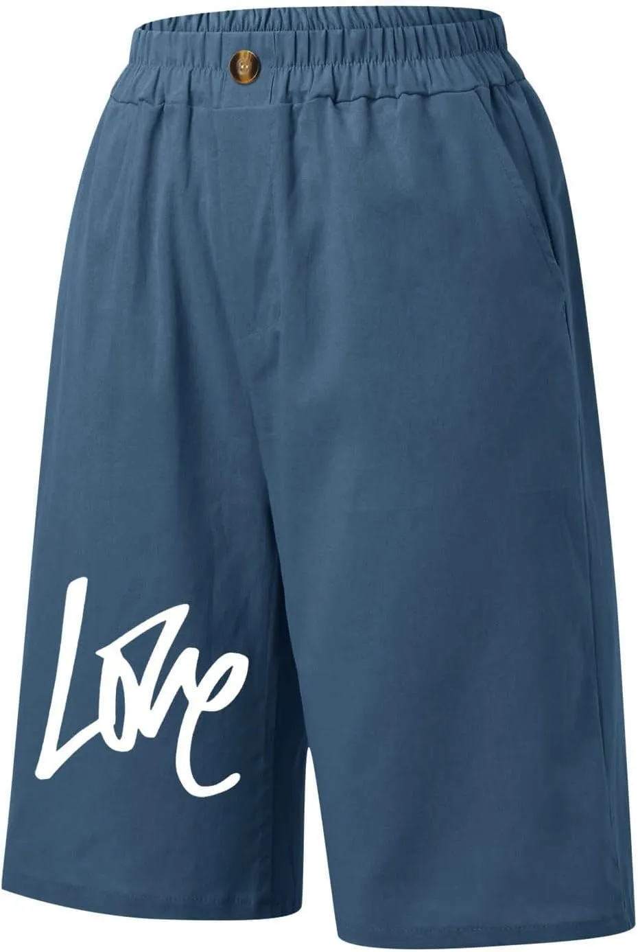 Bermuda Shorts for Women Cotton Linen Elastic High Waisted Casual Loose Shorts Comfy Lightweight Summer Shorts
