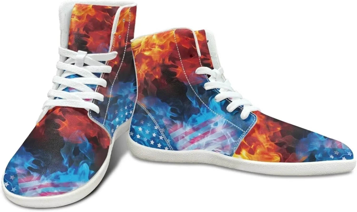 Blitz Flame Print Mens High Top Sneakers Womens Lightweight Wide Toe Barefoot Shoes Anti Slip Zero Drop Walking Shoes Sports Sneakers