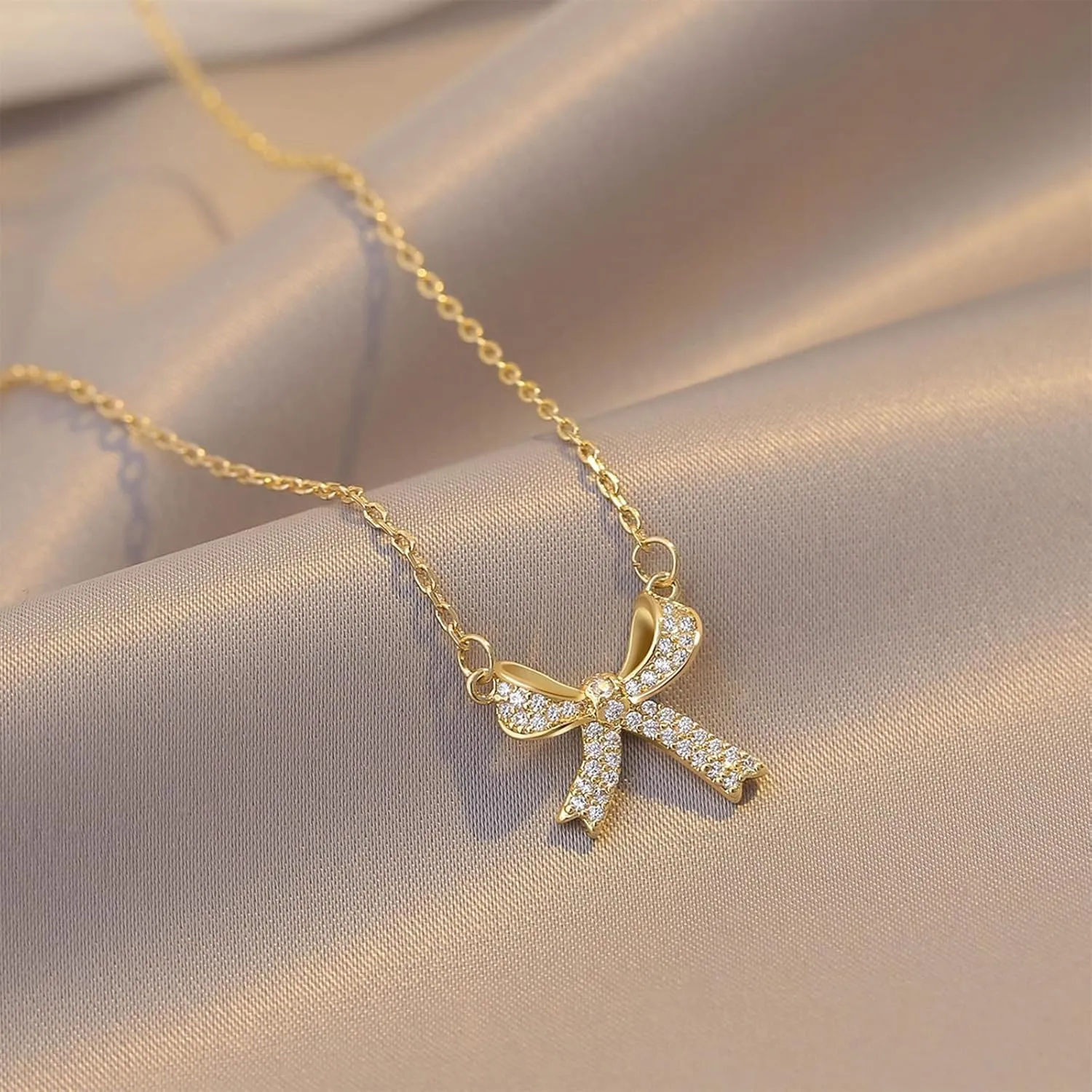 Bow Necklace Earrings Bracelet Bow Jewelry Sets for Women Dainty Gold Jewelry Set Bowknot Pendant Necklace Ribbon Stud Earrings Trendy Stuff Jewelry Gifts