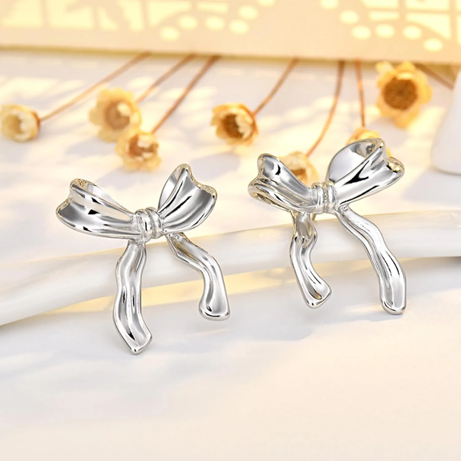 Bow Necklace Earrings Bracelet Bow Jewelry Sets for Women Dainty Gold Jewelry Set Bowknot Pendant Necklace Ribbon Stud Earrings Trendy Stuff Jewelry Gifts