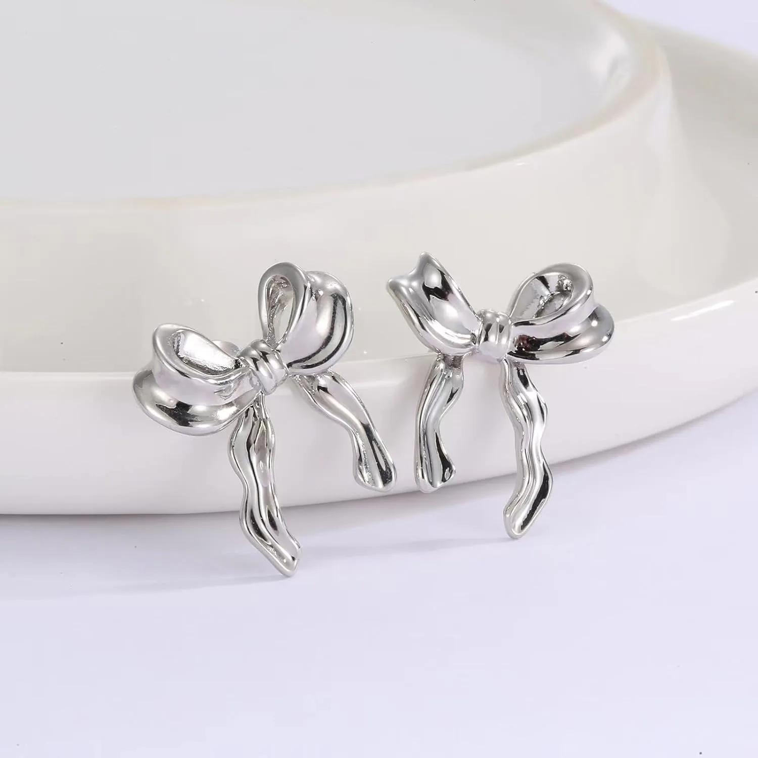 Bow Necklace Earrings Bracelet Bow Jewelry Sets for Women Dainty Gold Jewelry Set Bowknot Pendant Necklace Ribbon Stud Earrings Trendy Stuff Jewelry Gifts