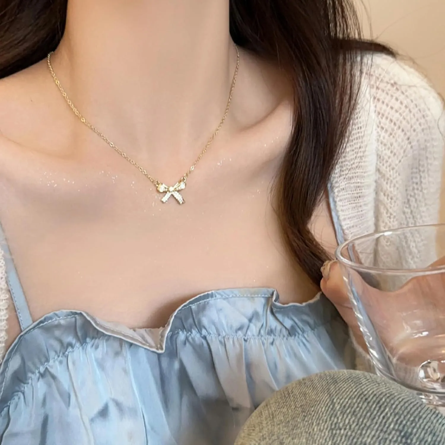 Bow Necklace Earrings Bracelet Bow Jewelry Sets for Women Dainty Gold Jewelry Set Bowknot Pendant Necklace Ribbon Stud Earrings Trendy Stuff Jewelry Gifts
