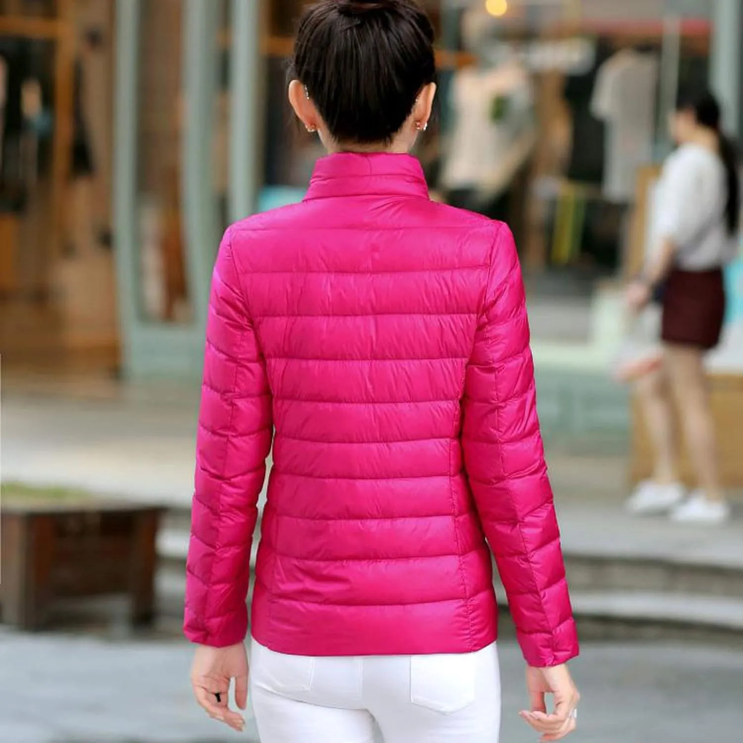 BOXIACEY Women's Puffer Jacket - Packable, Lightweight Down Jacket with Stand Collar, Quilted, Pockets