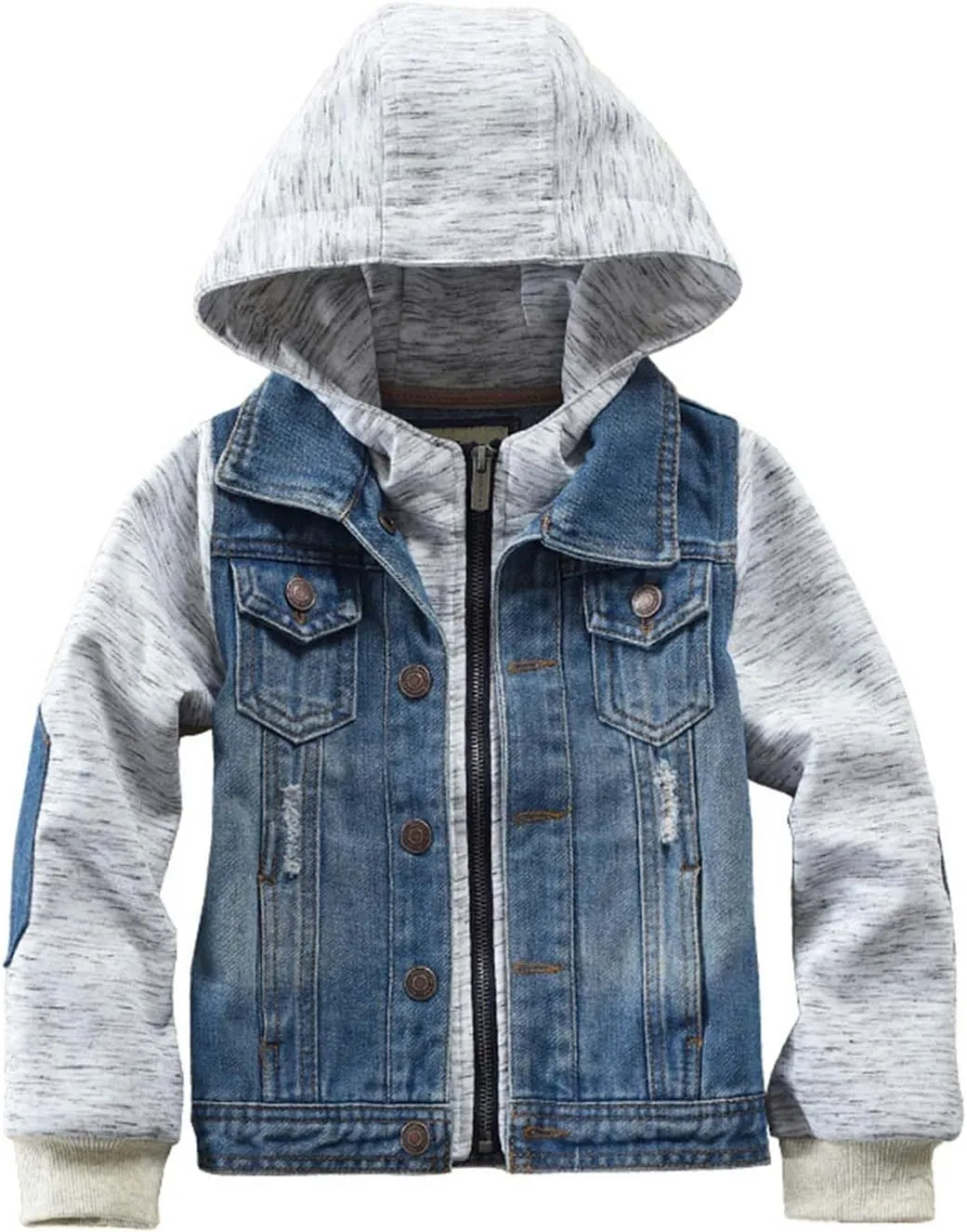 Boys Jean Jacket Kids Hooded Denim Jackets Zipper Outerwear Coat